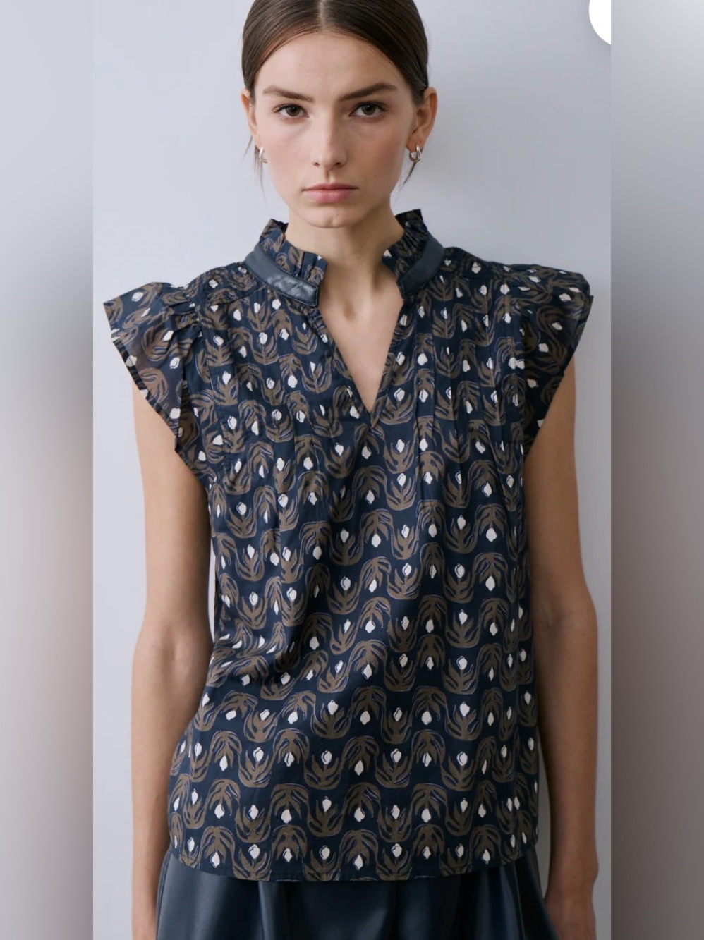NEW MELISSA NEPTON Ollie navy print top geo. Xl